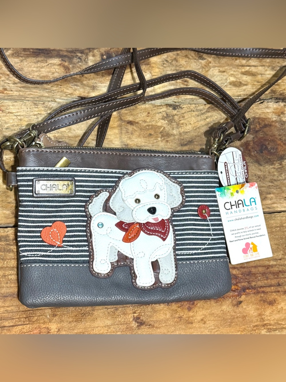 NWT Chala Crossbody Poodle Appliqué Vegan Purse